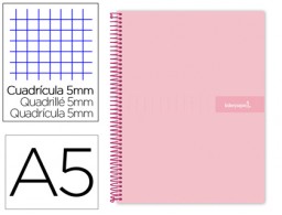 Cuaderno espiral Liderpapel Crafty A5 tapa extradura 120h micro 90g c/5mm. color rosa